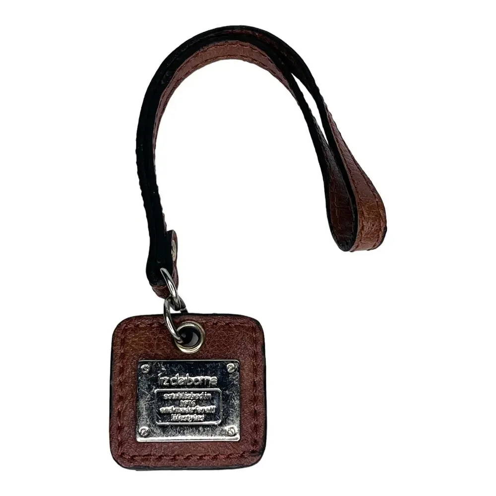 Liz Claiborne Leather Purse Charm Luggage Tag Handbag Fob Keychain Strap 9
